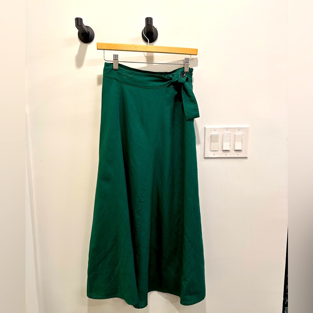 Zara Emerald Green Midi/Maxi Linen Skirt
